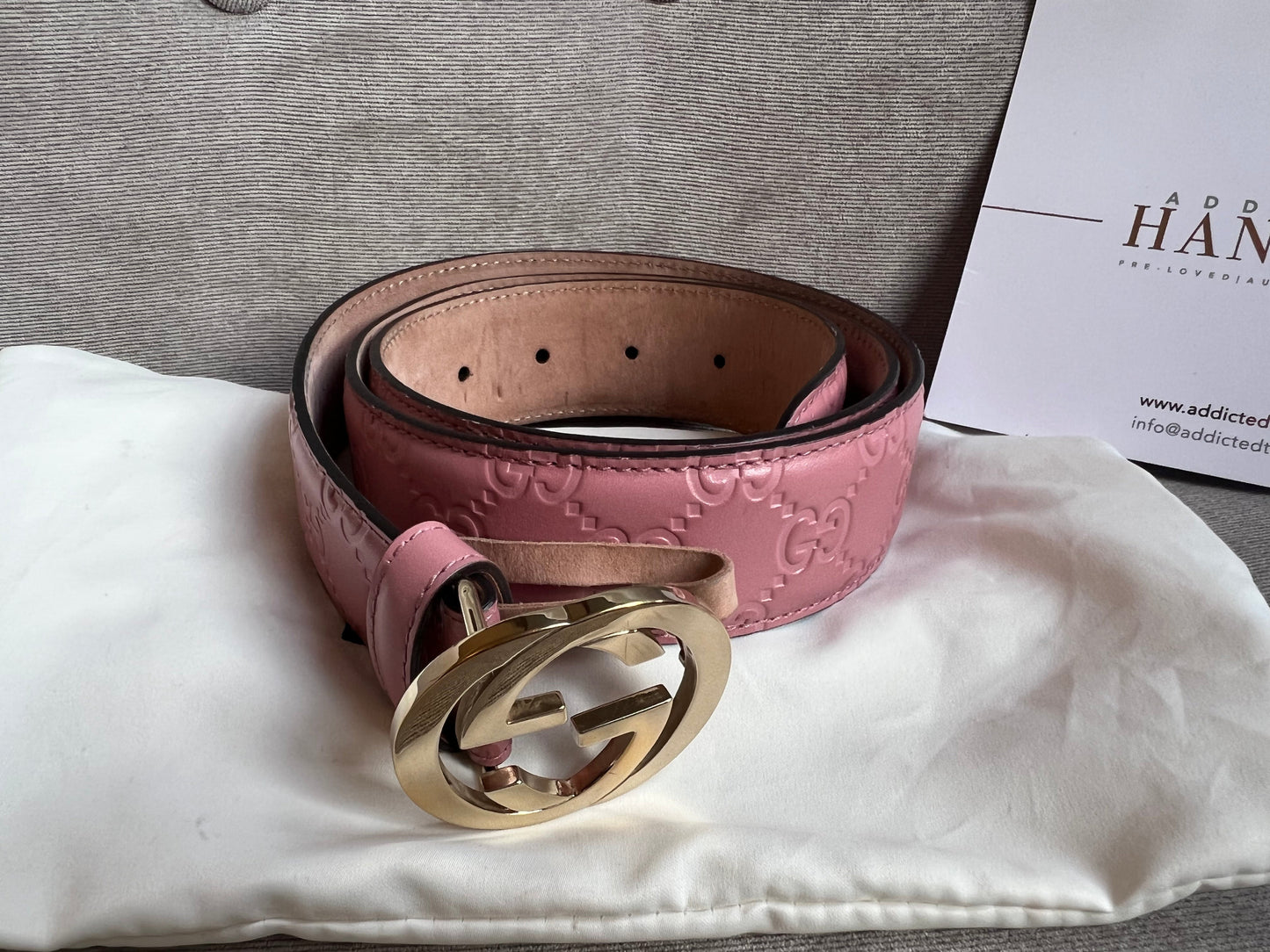 Luxury Gucci Pink Guccissima Wide Belt