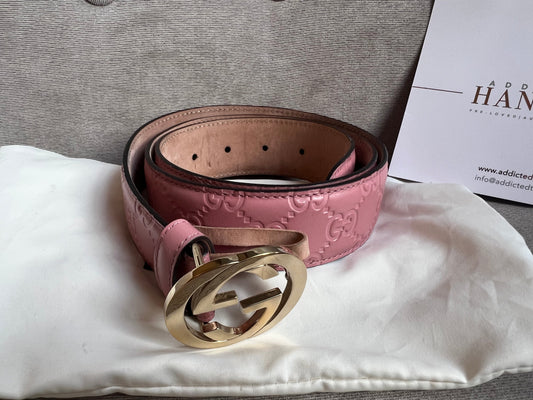 Luxury Gucci Pink Guccissima Wide Belt