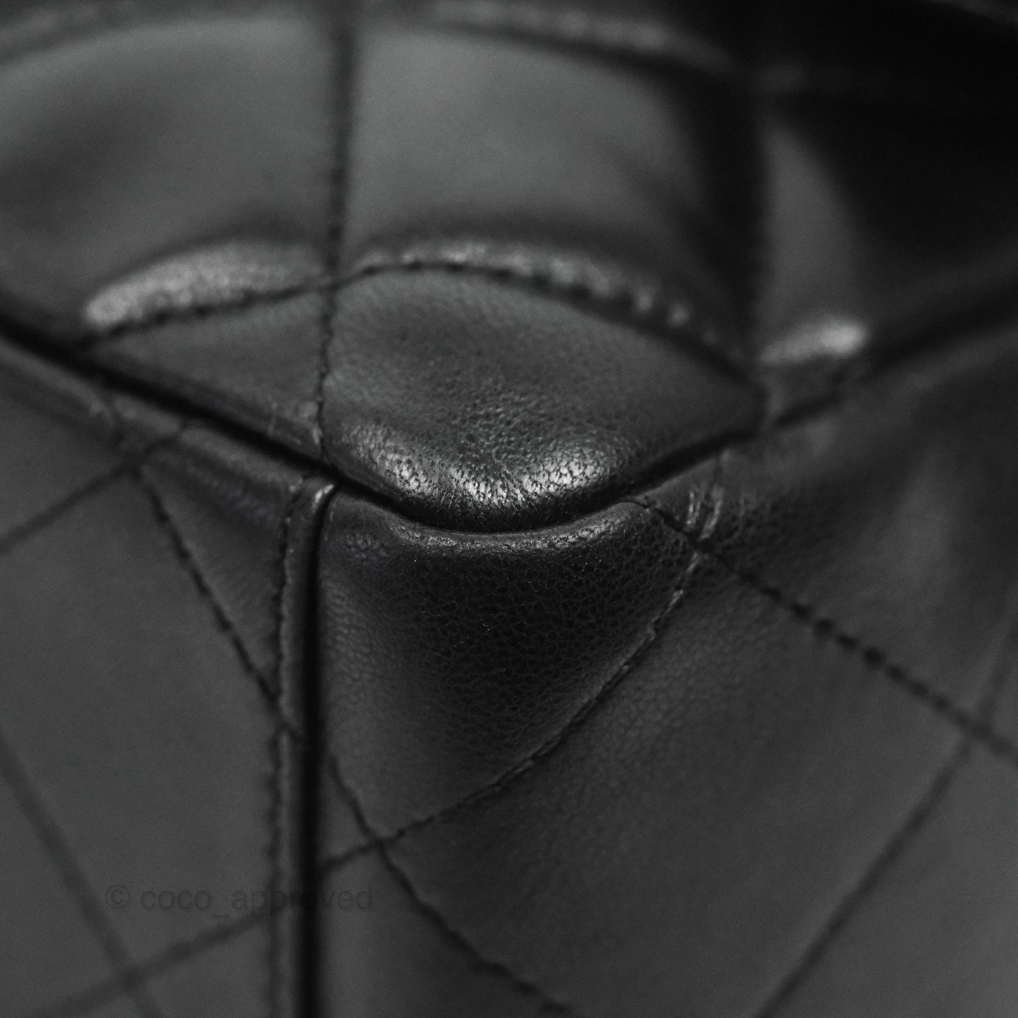 Chanel Quilted Single Flap Maxi Flap Black Lambskin Silver Hardware