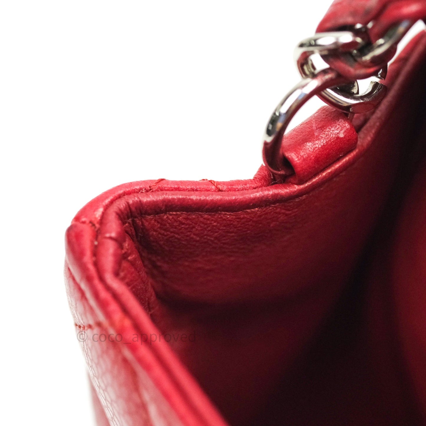Chanel Quilted Mini Rectangular Red Caviar Silver Hardware