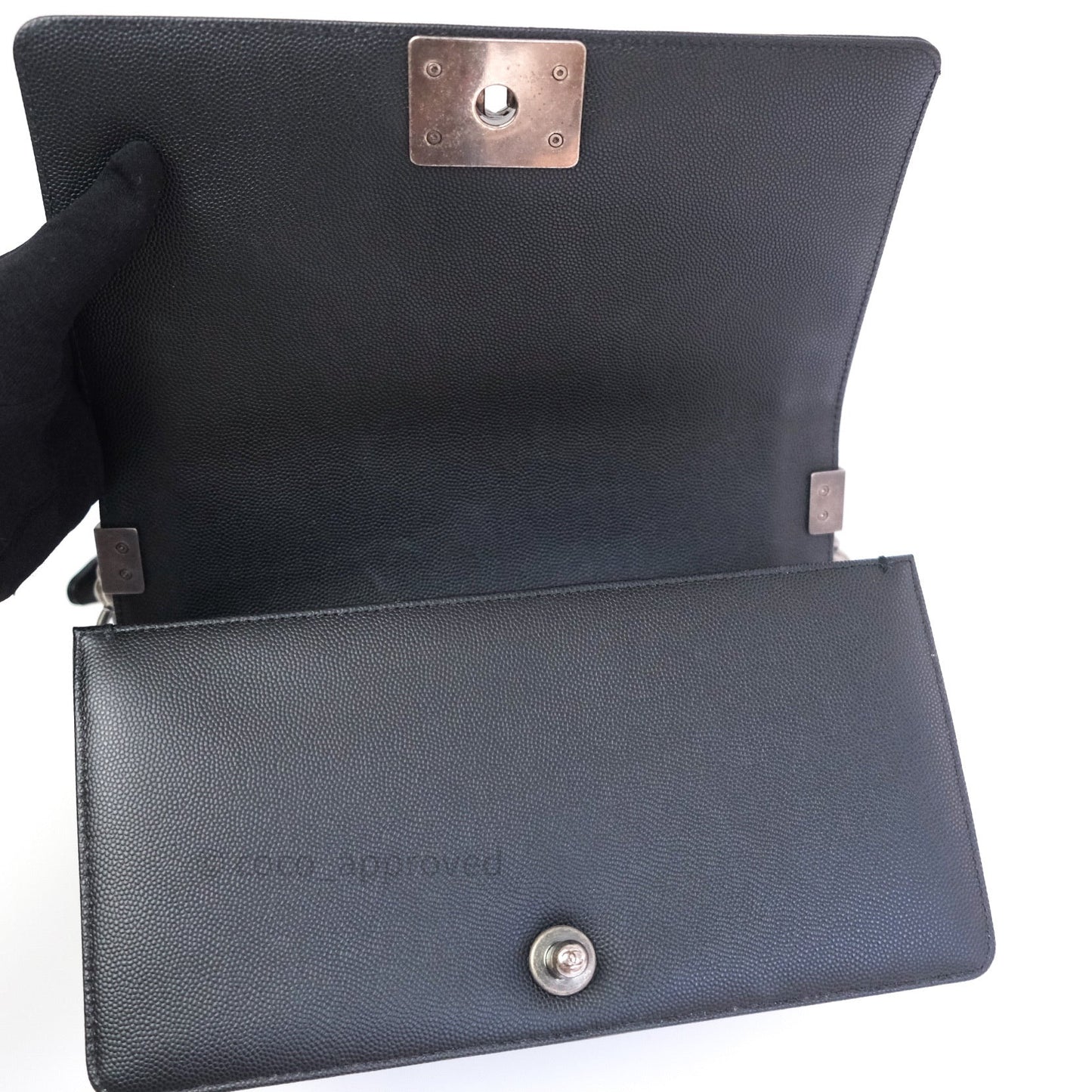 Chanel Boy Quilted Medium Black Caviar Ruthenium Hardware