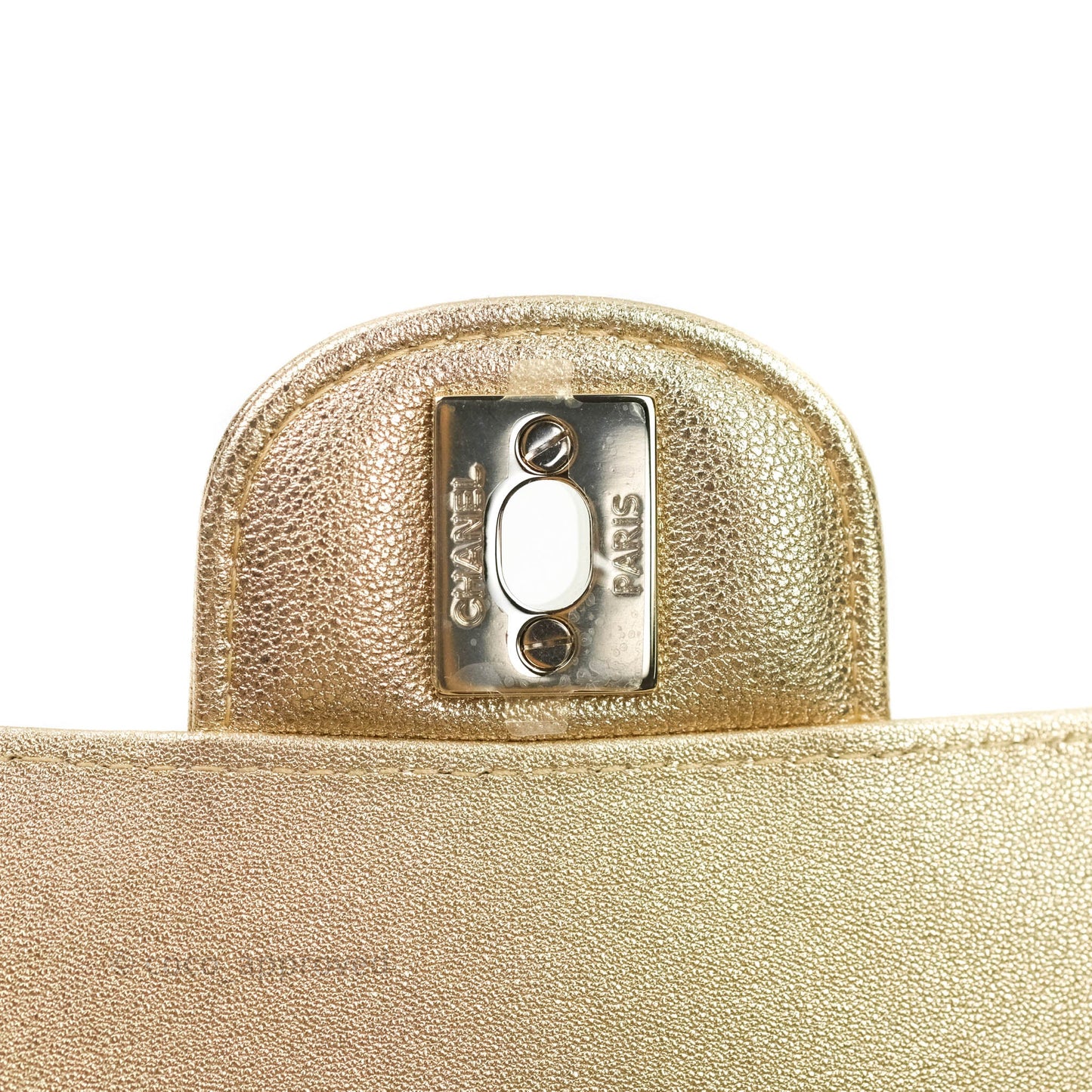 Chanel Quilted Mini Rectangular Iridescent Gold Lambskin Gold Hardware