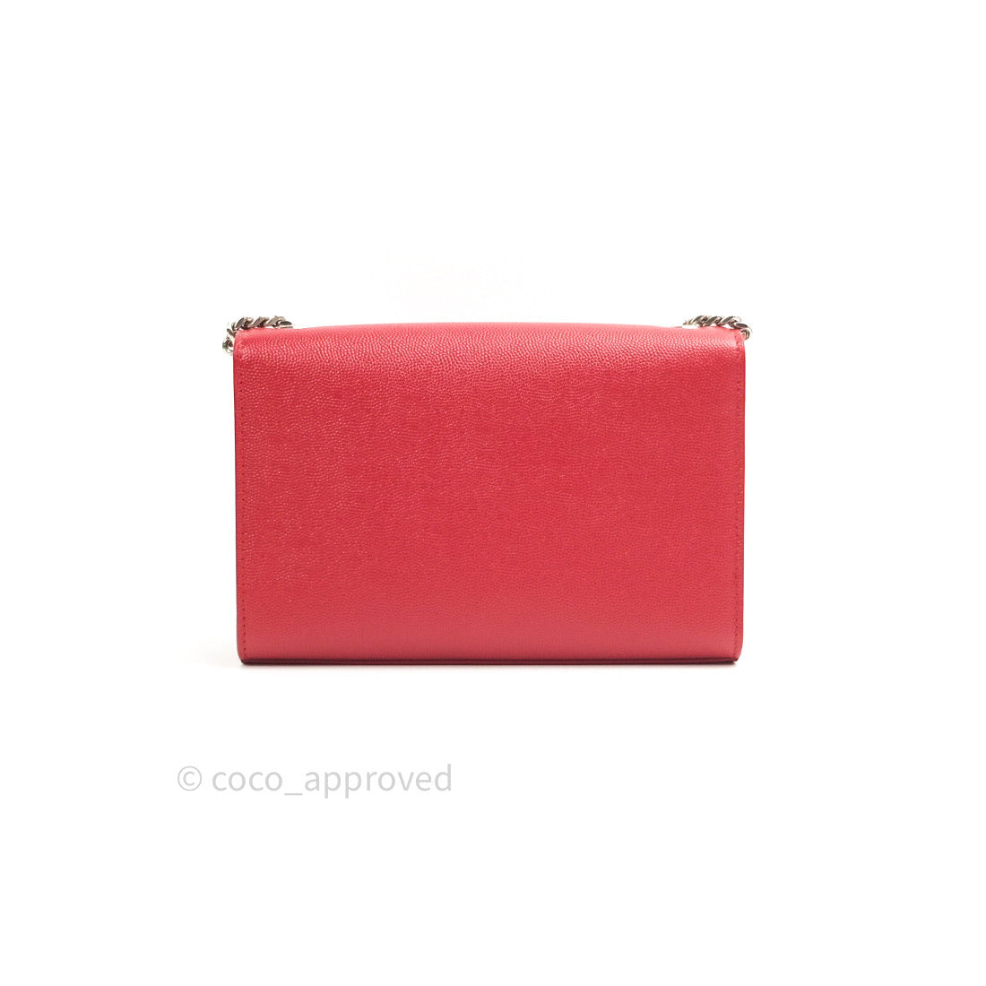 Saint Laurent Grained Calfskin Small Classic Monogram Kate Tassel Satchel Red