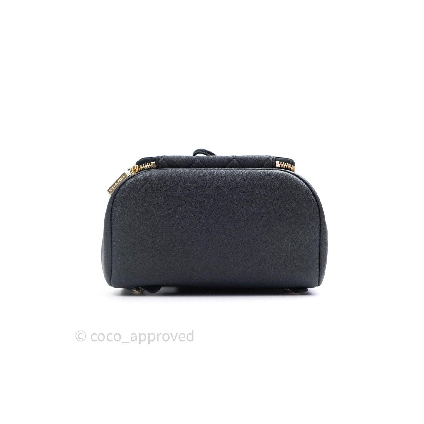 Chanel Quilted Business Affinity Backpack Black Caviar Light Gold Hardware