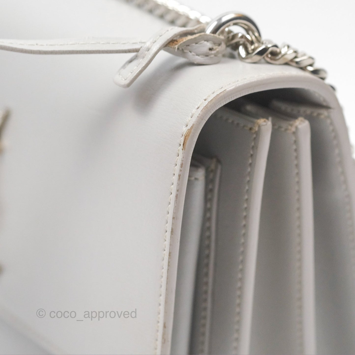 Saint Laurent Sunset Medium Light Grey Calfskin Silver Hardware