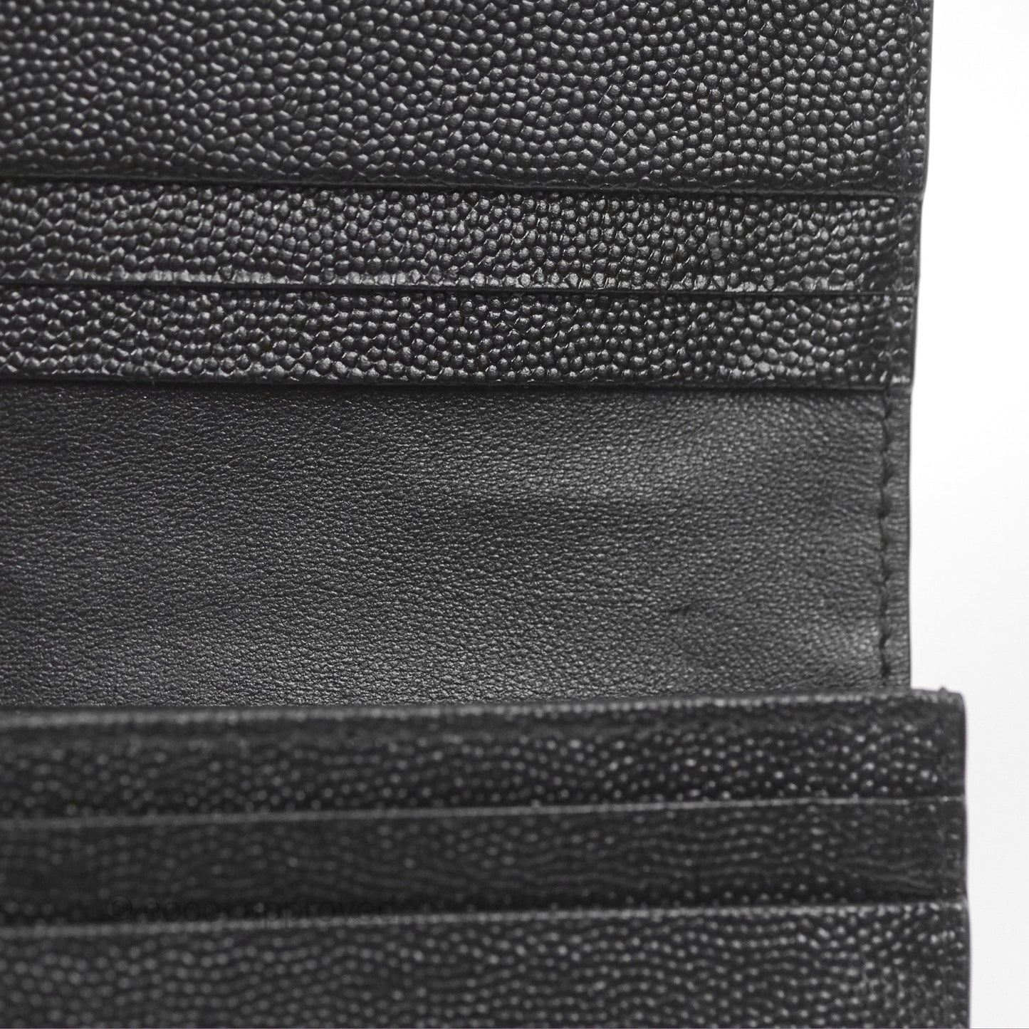 Saint Laurent Cassandre Matelasse Flap Card Case Black Grain De Poudre Leather
