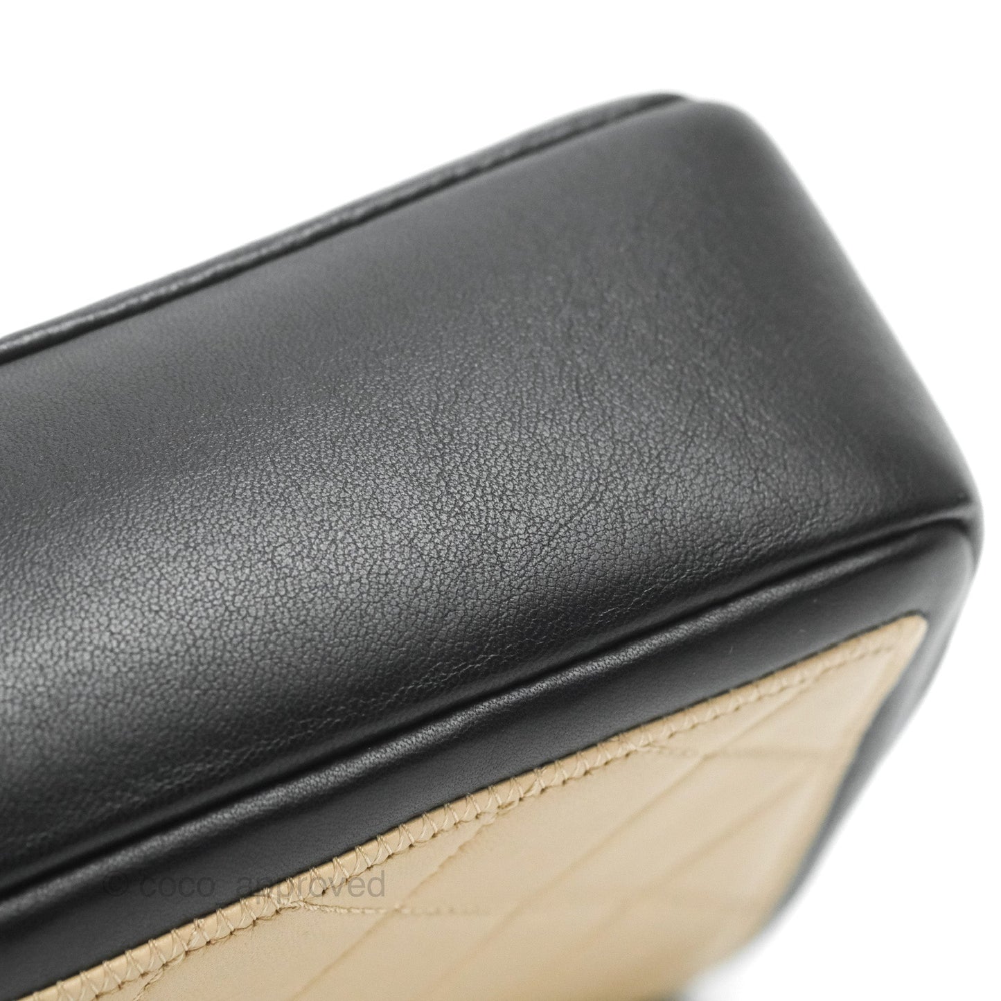 Chanel Quilted Graphic Flap Bag Black/Beige Calfskin Gold Hardware