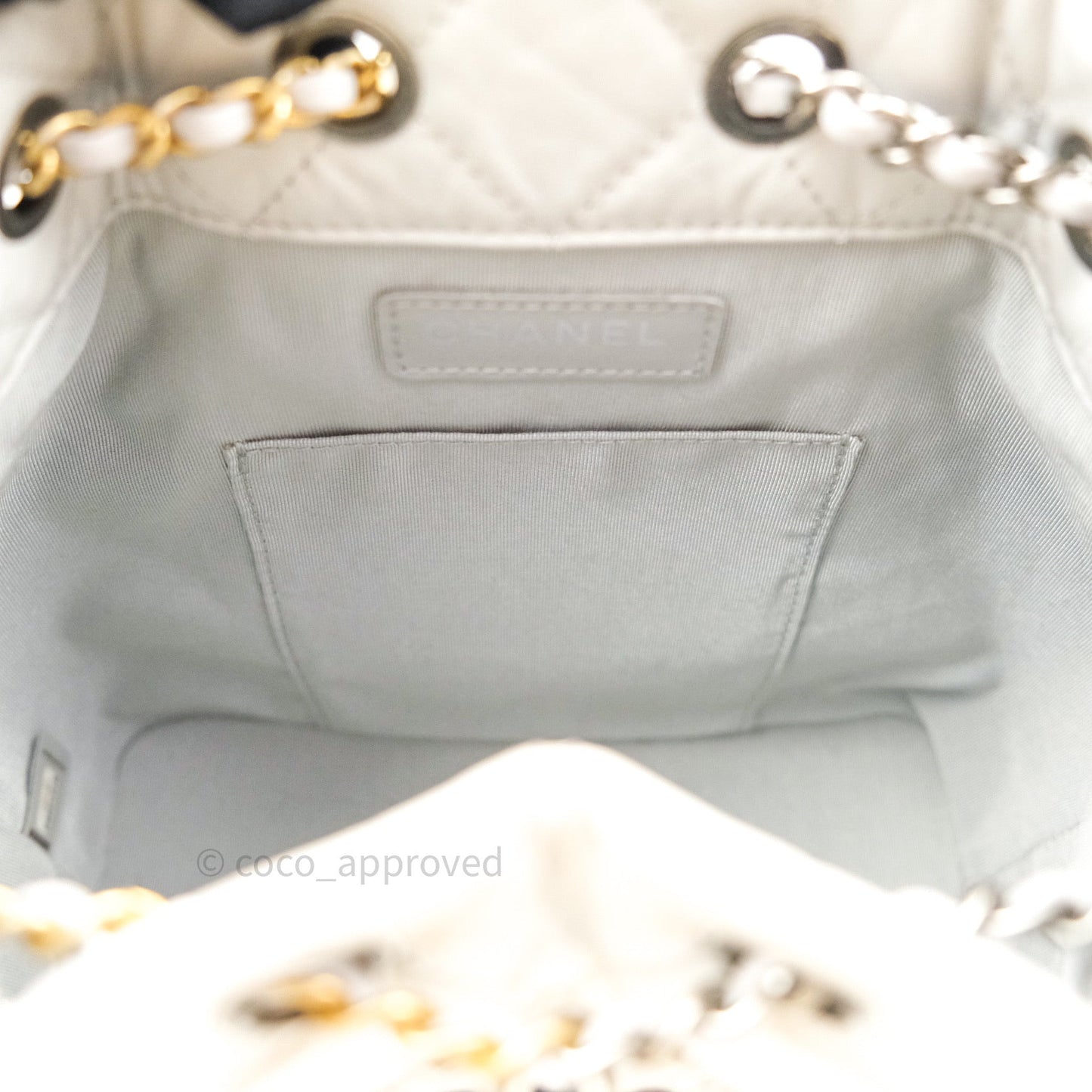 Chanel Gabrielle Backpack Black Aged Calfskin Small Light Grey