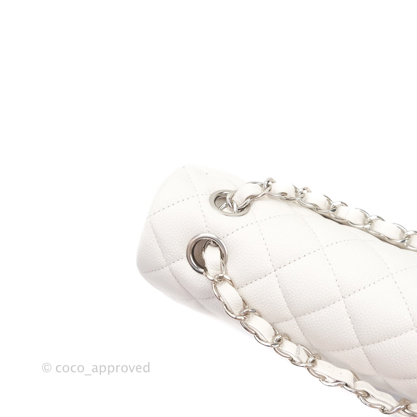 Chanel Classic Small S/M Flap White Caviar Silver Hardware