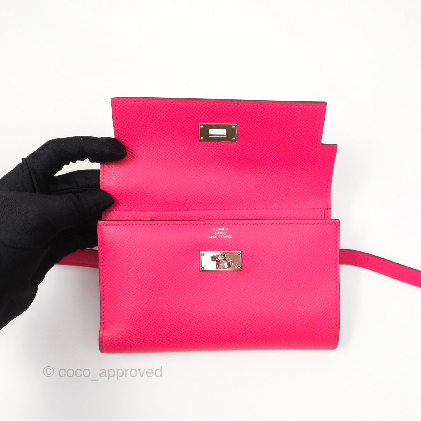 Hermès Small Kelly Wallet Rose Extreme I6 Epsom Palladium Hardware