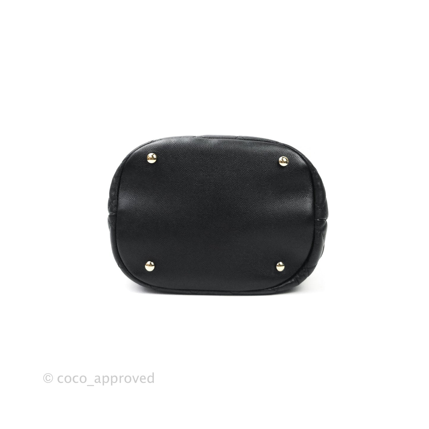 Chanel Caviar Quilted Rolled Up Bucket Drawstring Bag Black Gold Hardware