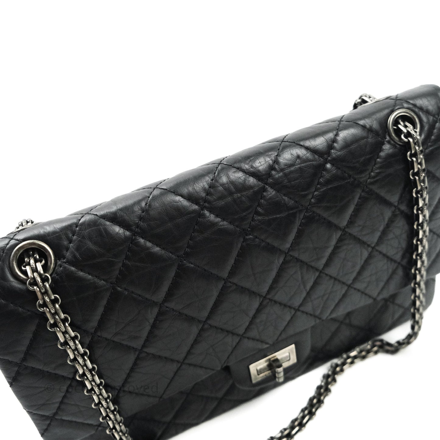 Chanel 2.55 Quilted Reissue 226 Black Aged Calfskin Ruthenium Hardware