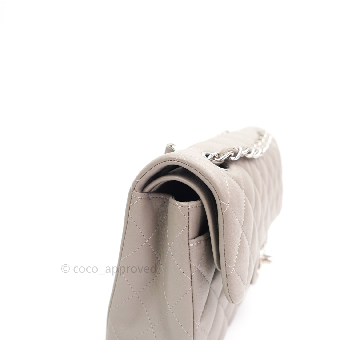Chanel Classic Small S/M Flap Grey Lambskin Silver Hardware