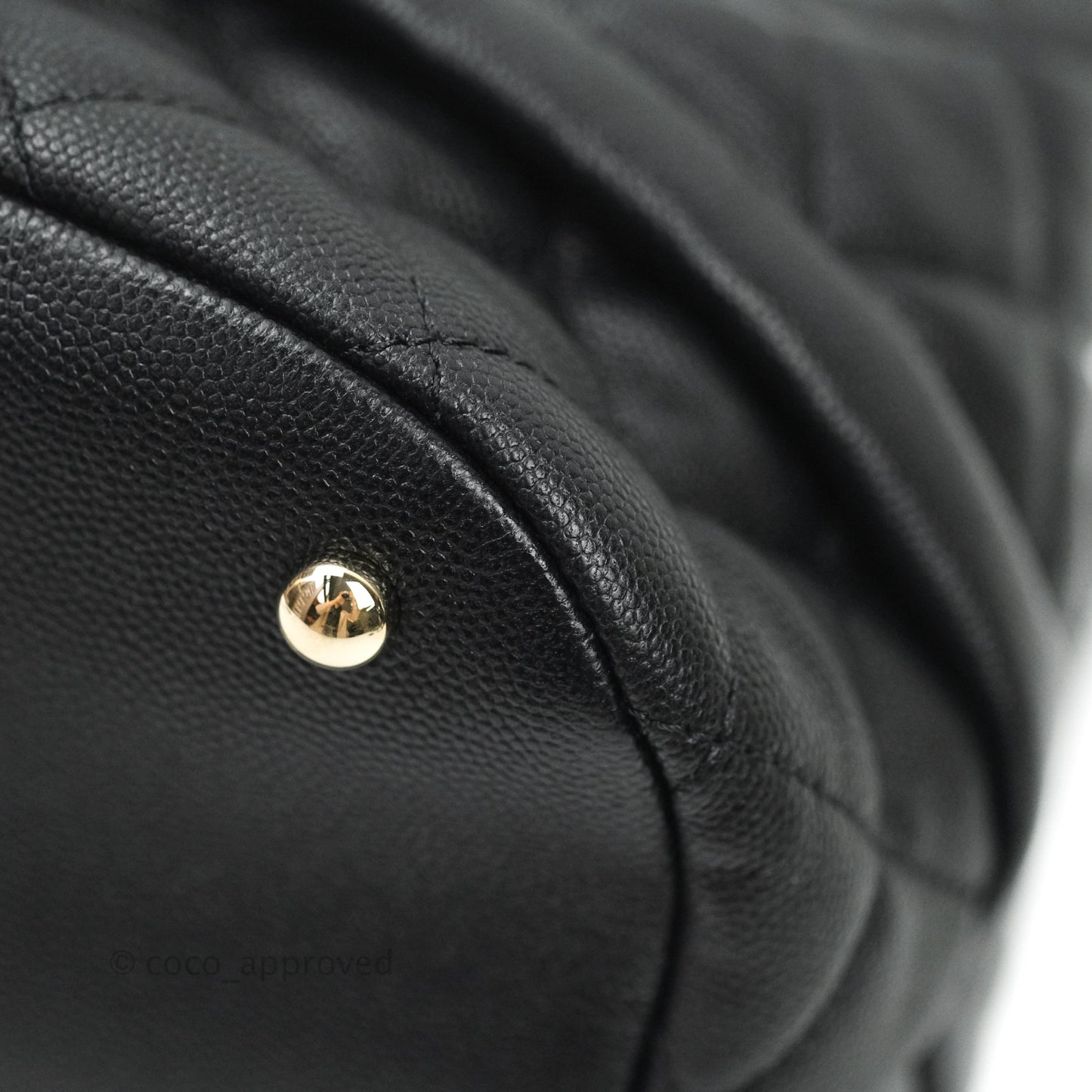 Chanel Caviar Quilted Rolled Up Bucket Drawstring Bag Black Gold Hardware
