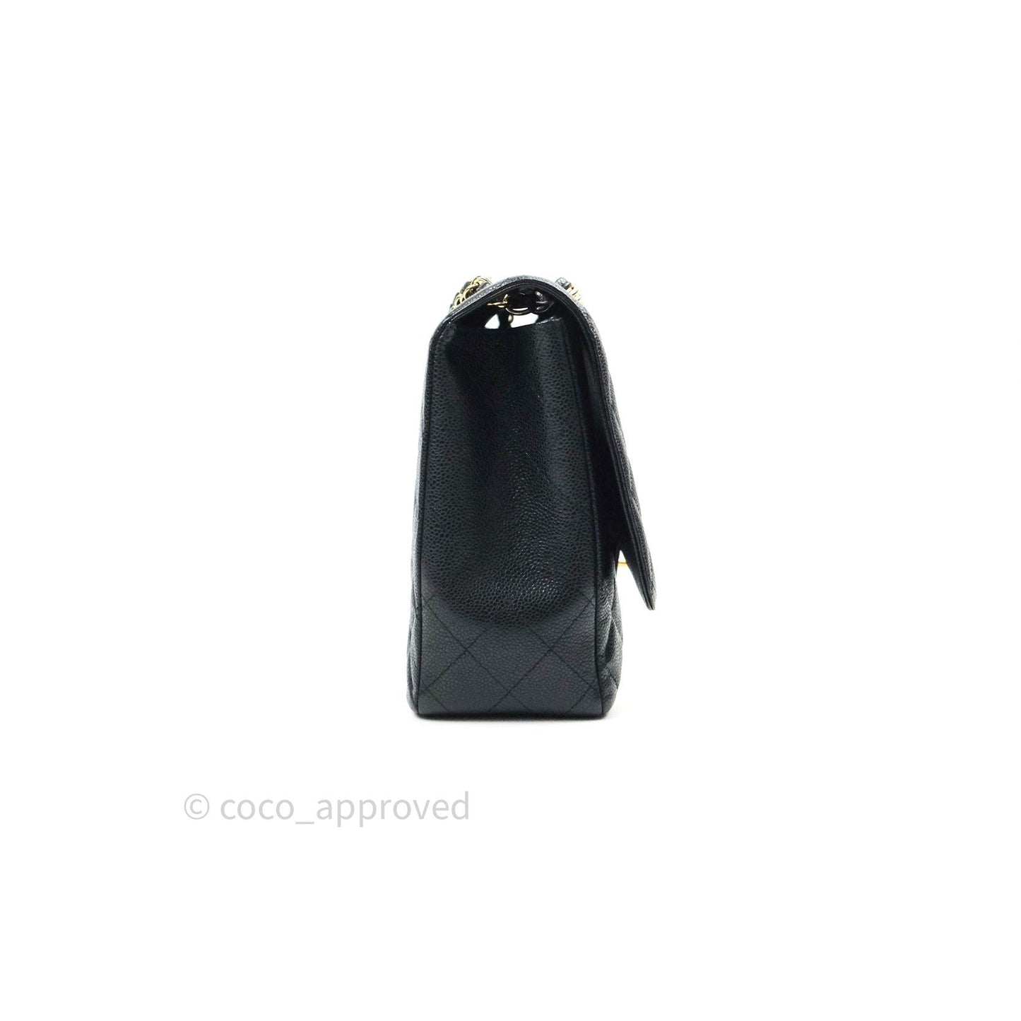 Chanel Classic Maxi Single Flap Quilted Black Caviar Gold Hardware