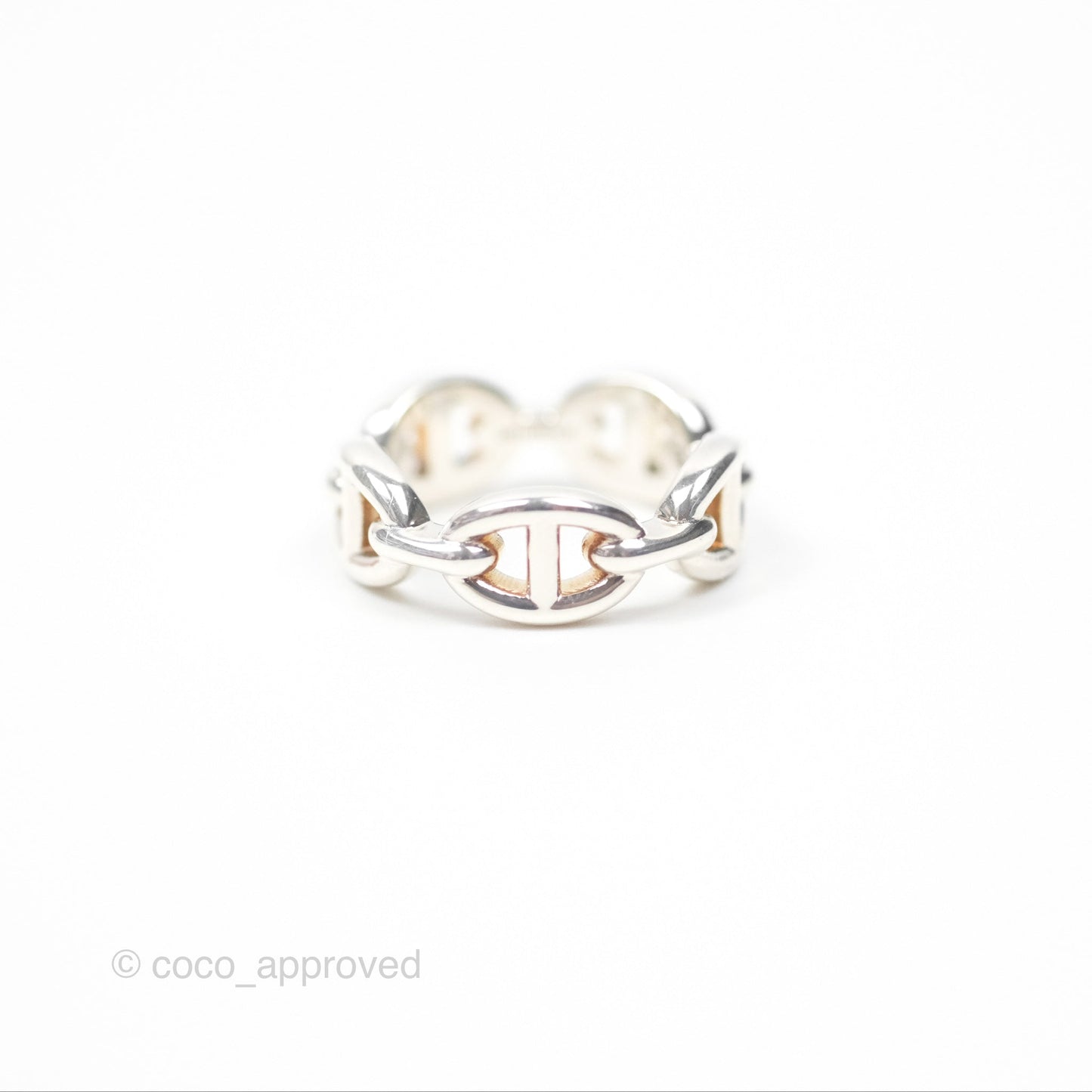 Hermès Sterling Silver PM Chaine d'Ancre Enchainee Band Ring SIze 53