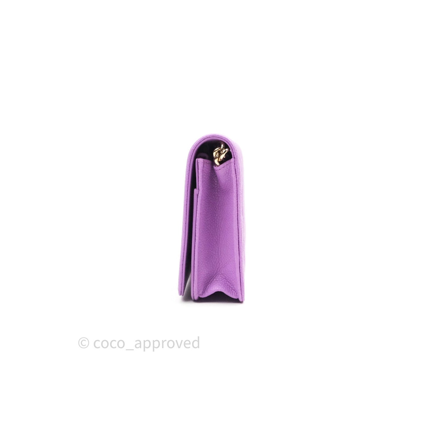 Chanel Quilted Boy Wallet on Chain WOC Purple Caviar Gold Hardware