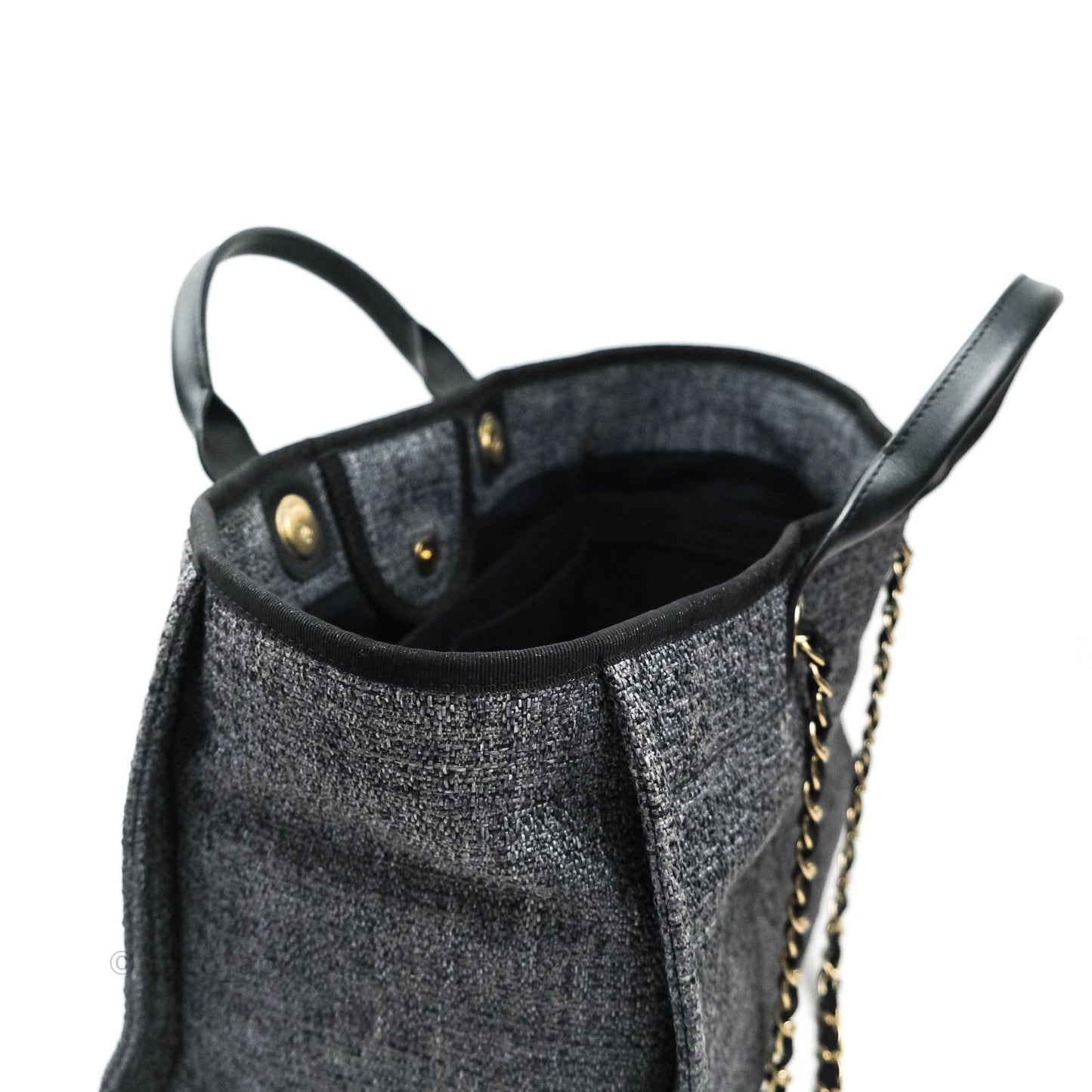 Chanel Large Deauville Charcoal Grey Canvas