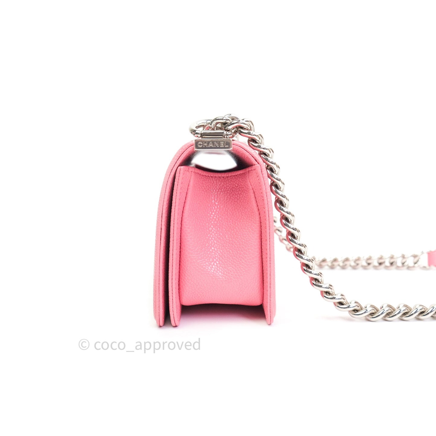 Chanel Small Boy Quilted Pink Caviar Silver Hardware
