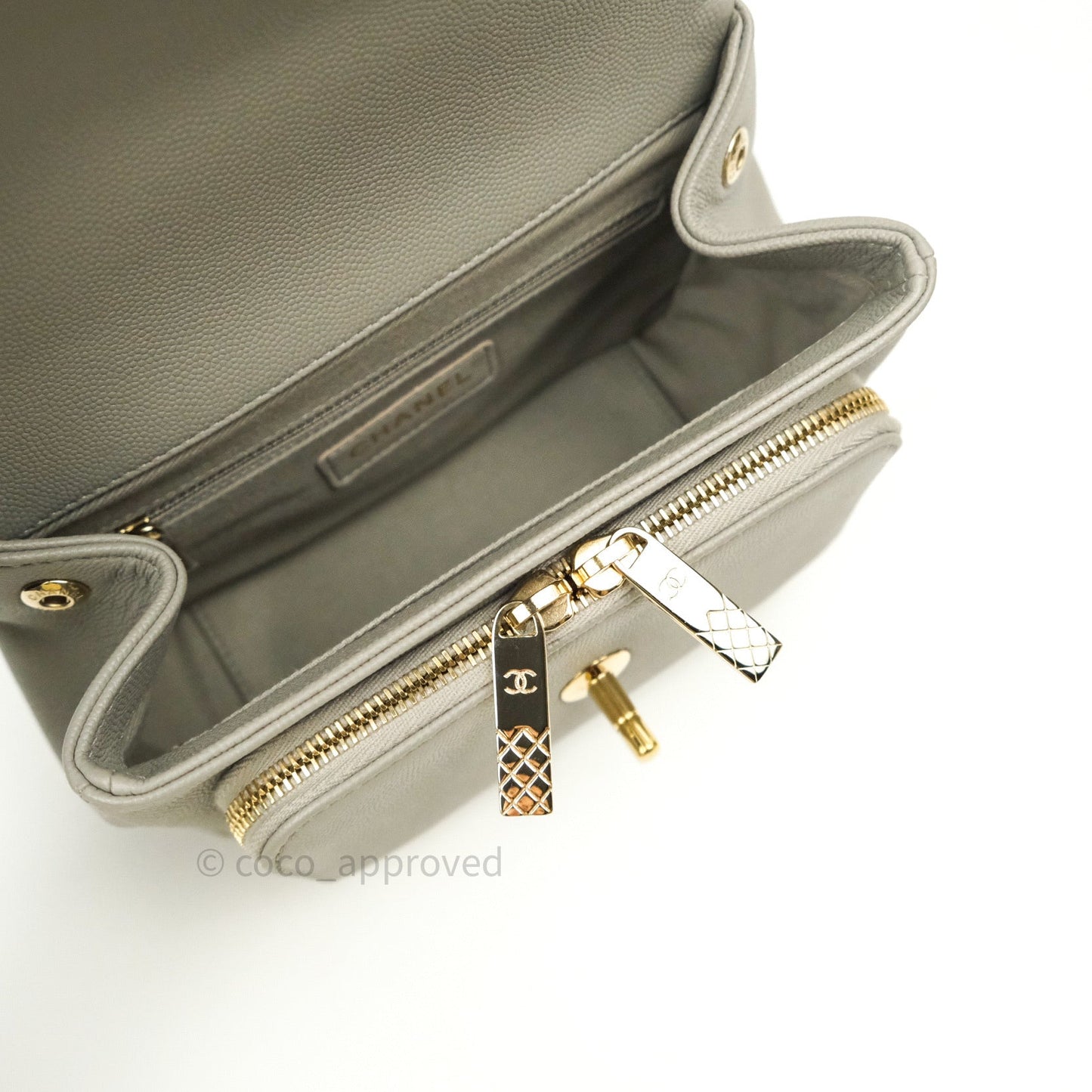 Chanel Quilted Small Business Affinity Flap Grey Caviar Light Gold Hardware