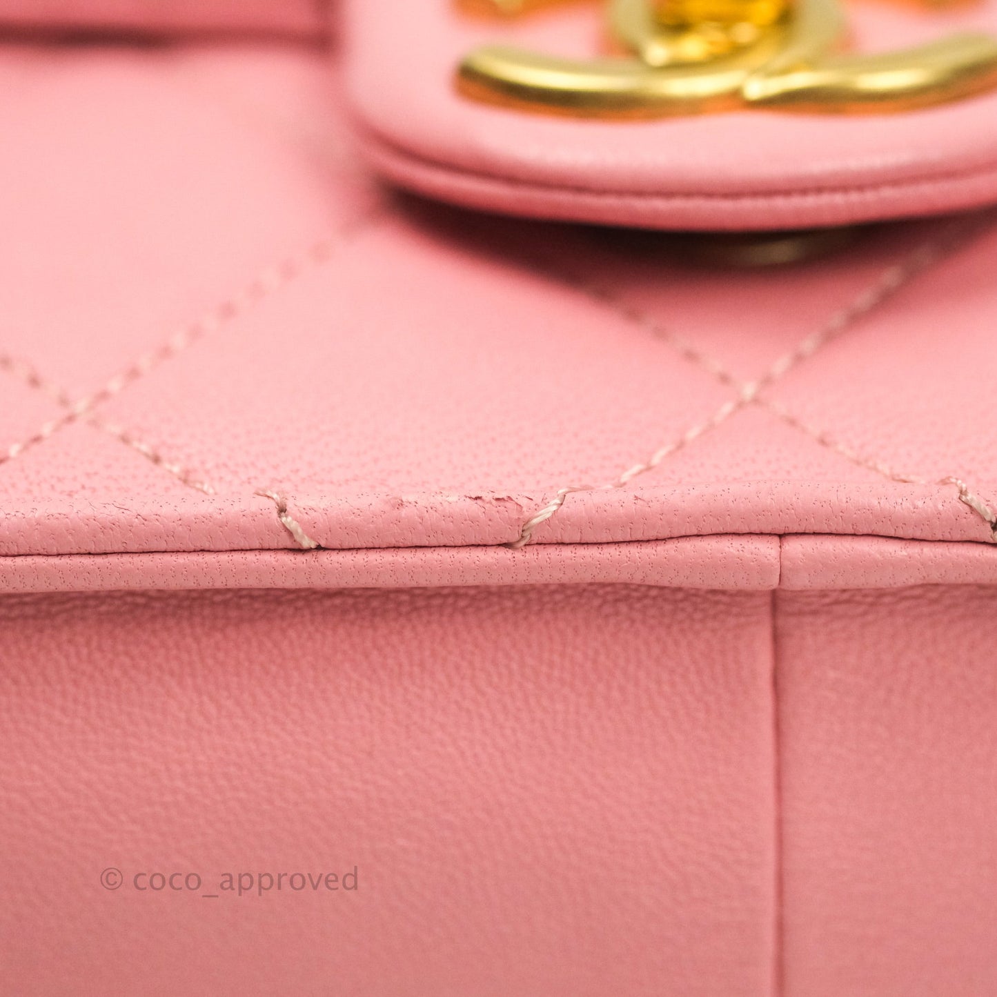 Chanel Large Quilted Lambskin Pearl Chain Flap Bag Pink Aged Gold Hardware