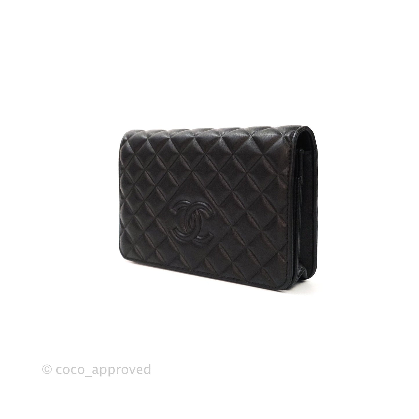 Chanel Quilted Wallet on Chain WOC Black Calfskin Gold Hardware