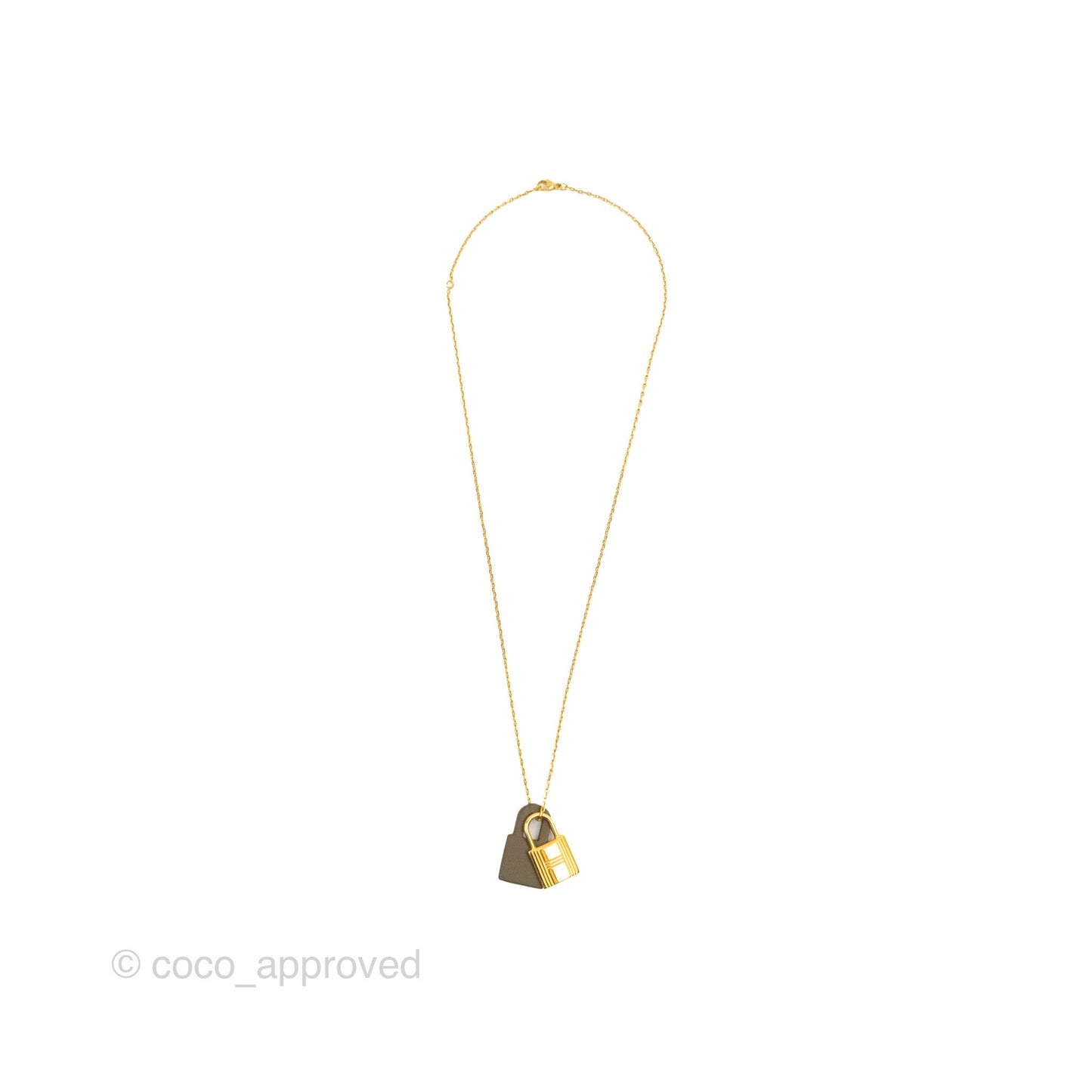 Hermès Small O'Kelly Pendant Necklace Etoupe Swift Gold