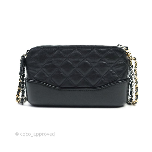 Chanel Gabrielle Clutch With Chain Aged Calfskin Black Mixed Hardware