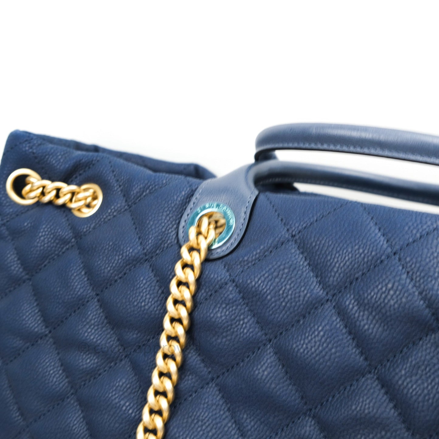 Chanel Iridescent Caviar Quilted Globe Trotter Shopping Tote Blue