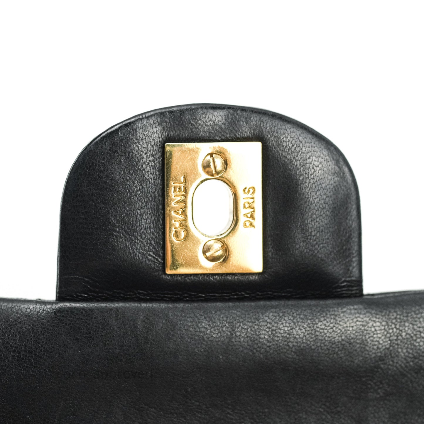 Chanel Vintage M/L Lambskin Medium Double Flap Bag Black