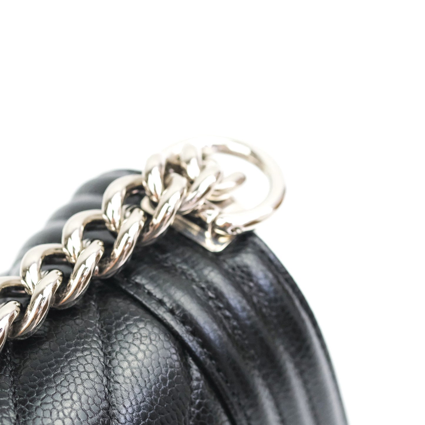 Chanel Boy Chevron Medium Black Caviar Silver Hardware