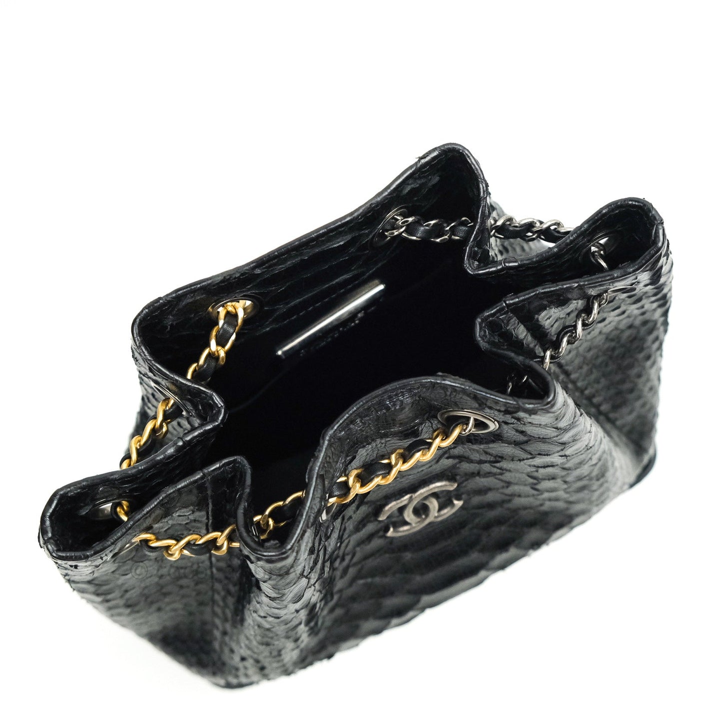 Chanel Gabrielle Backpack Black Python Small Black Mixed Hardware