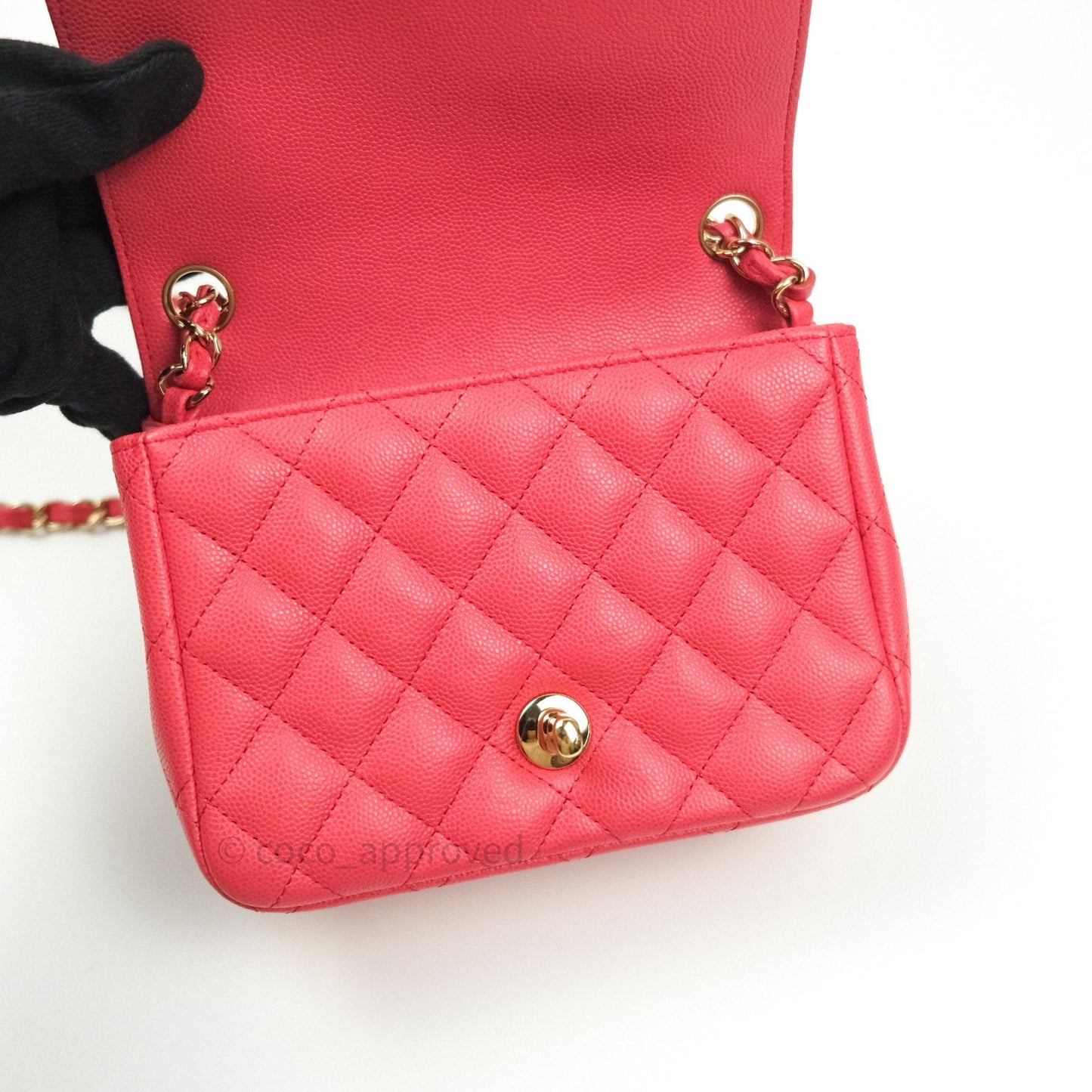 Chanel Mini Square Pink Caviar Gold Hardware 17C