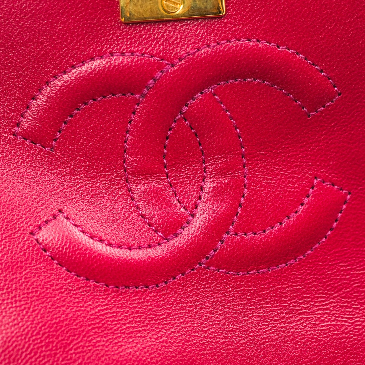 Chanel Vintage Dark Red Pink Lambskin 24K Gold Hardware