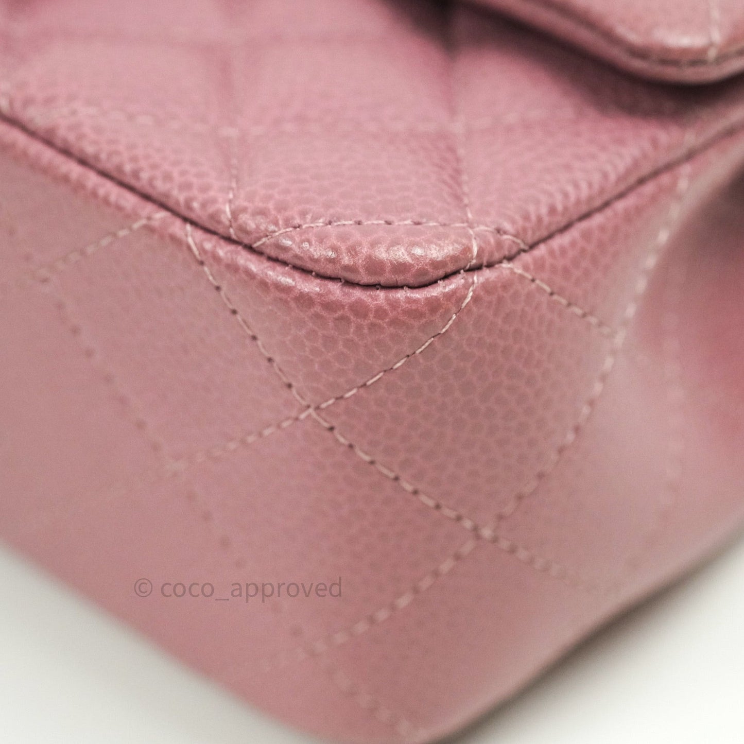 Chanel Quilted Mini Rectangular Mauve Pink Caviar Ruthenium Hardware