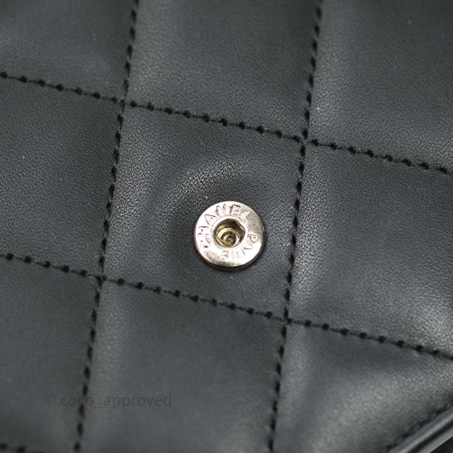 Chanel Quilted Wallet on Chain WOC Cambon Black Calfskin Silver Hardware