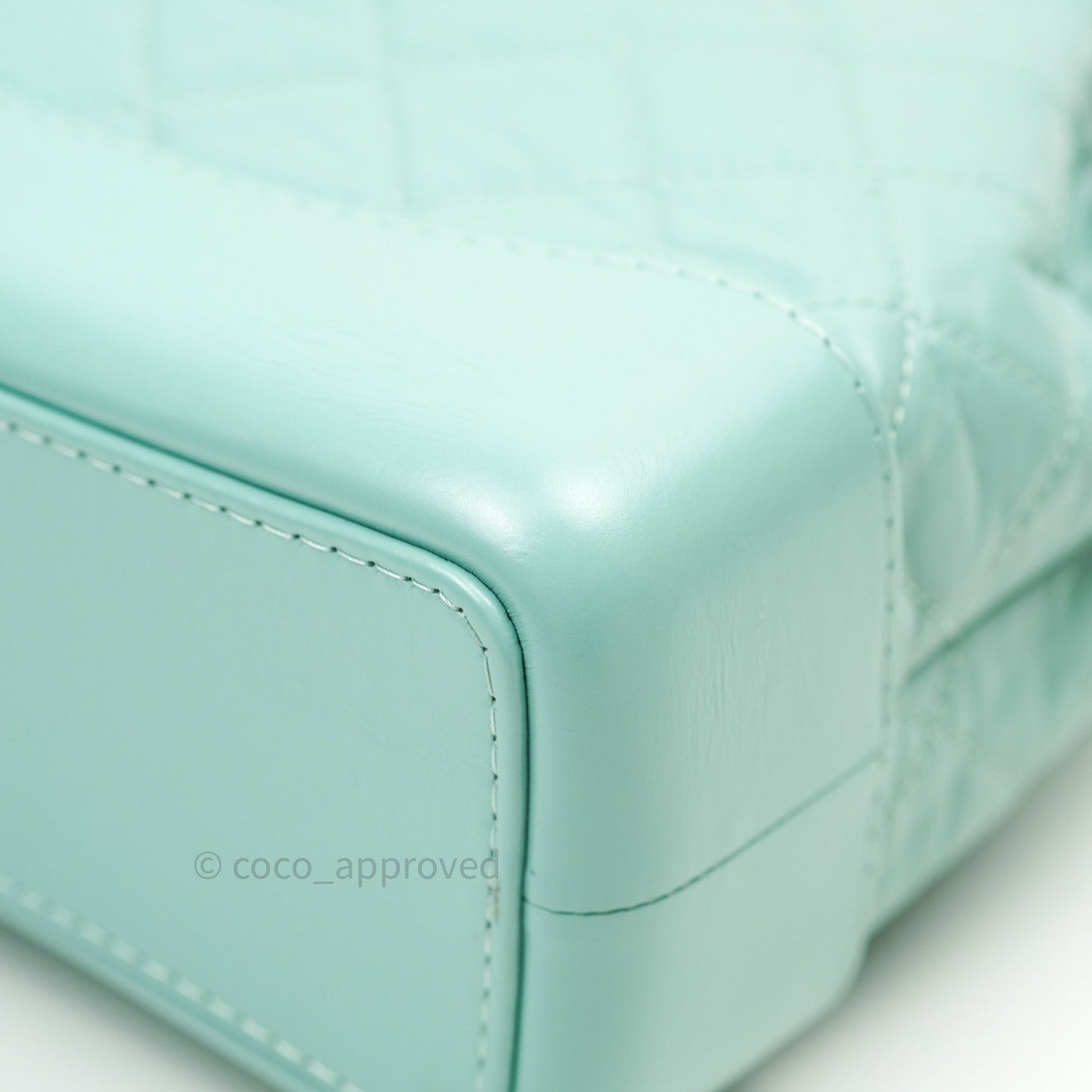 Chanel Gabrielle Backpack Black Aged Calfskin Small Tiffany Blue