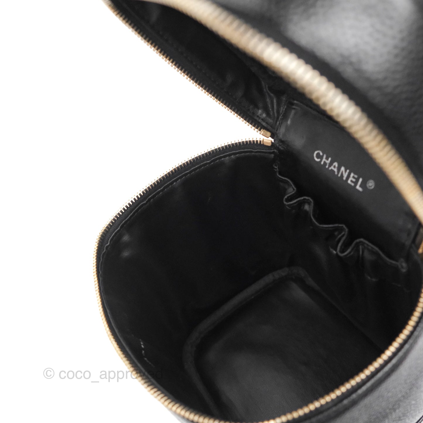 Chanel Vintage Vanity Case Black Caviar Gold Hardware