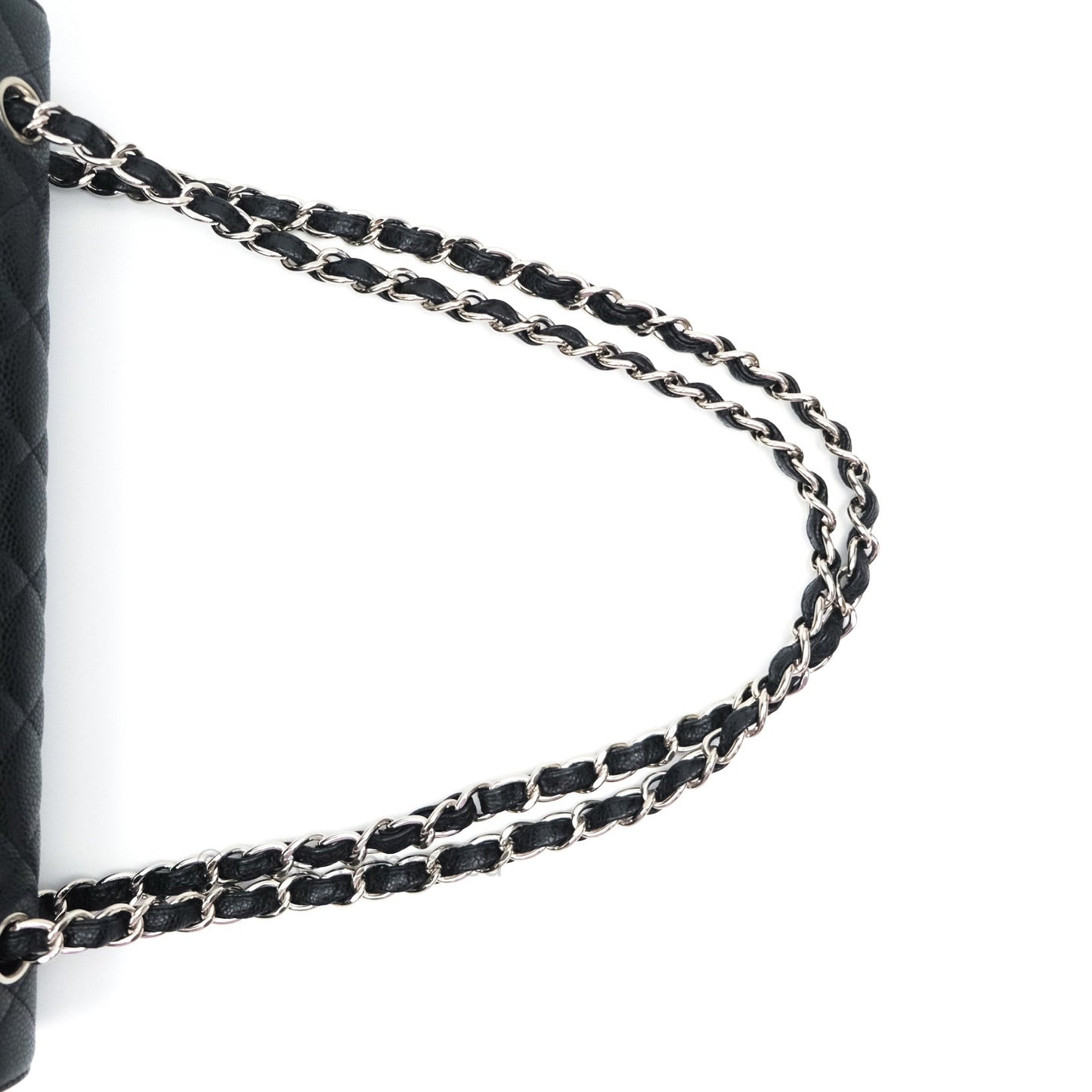 Chanel Classic Maxi Single Flap Quilted Black Caviar Silver Hardware