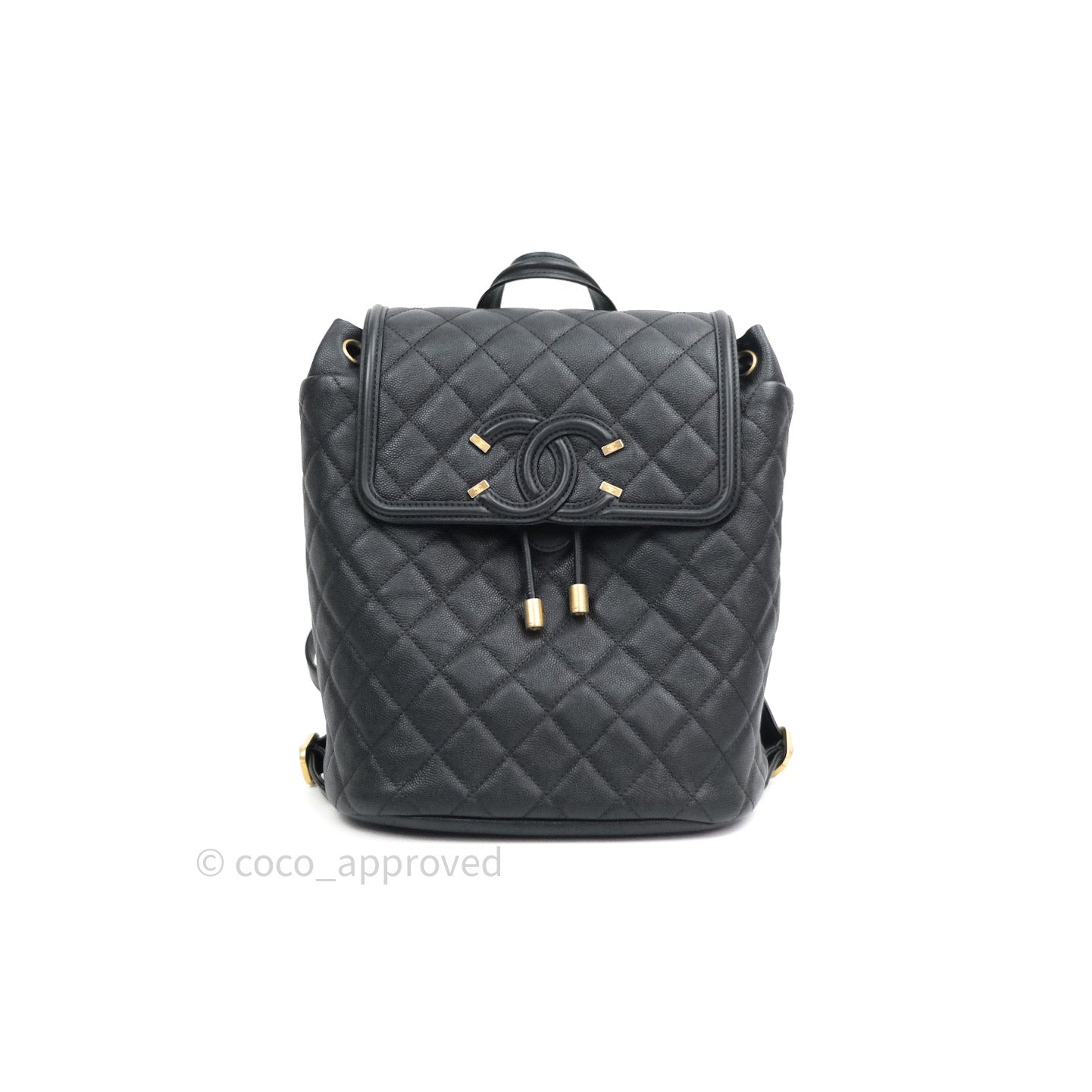 Chanel Quilted Filigree Backpack Black Caviar