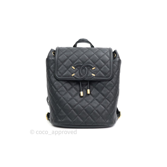 Chanel Quilted Filigree Backpack Black Caviar