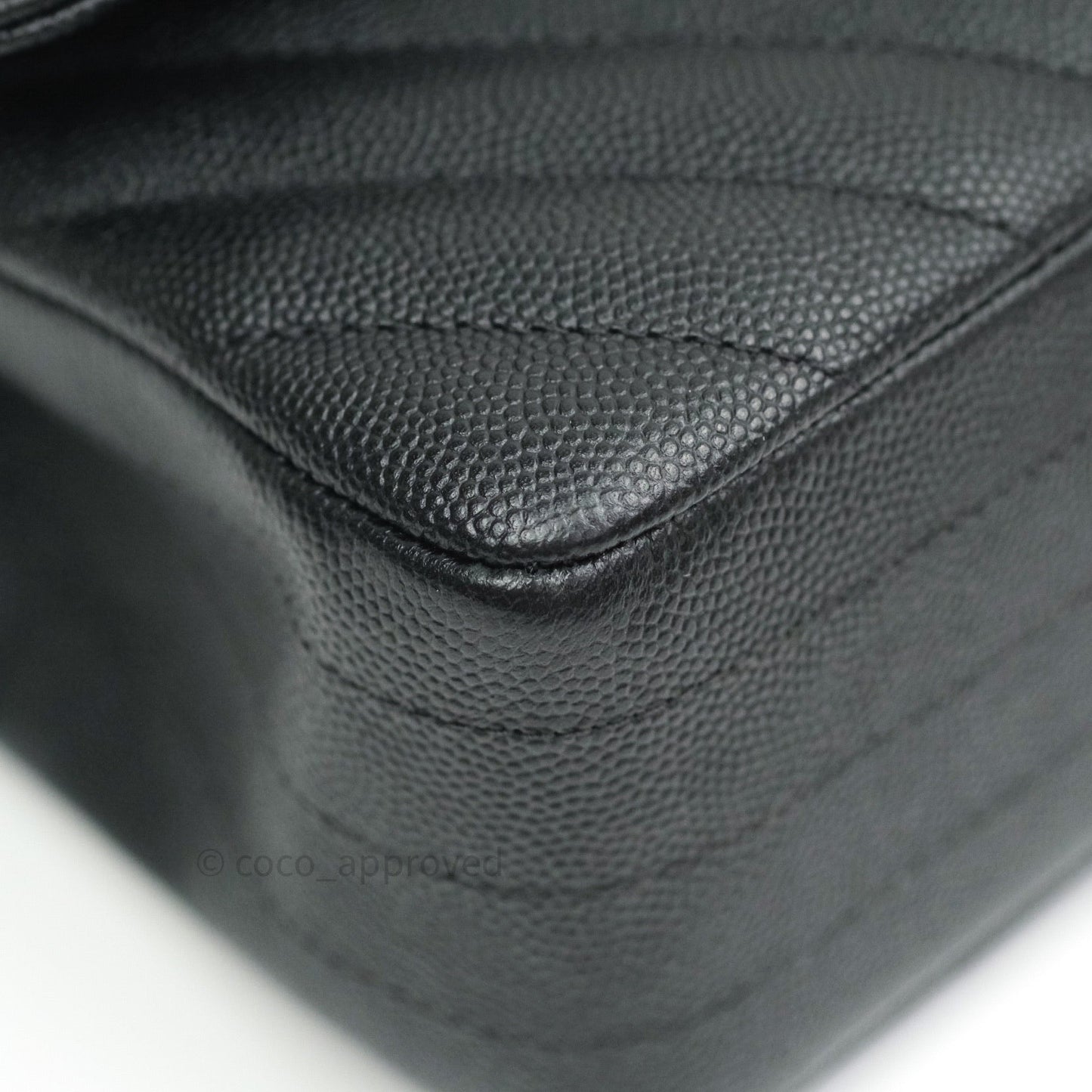 Chanel Classic M/L Chevron Black Caviar Silver Hardware