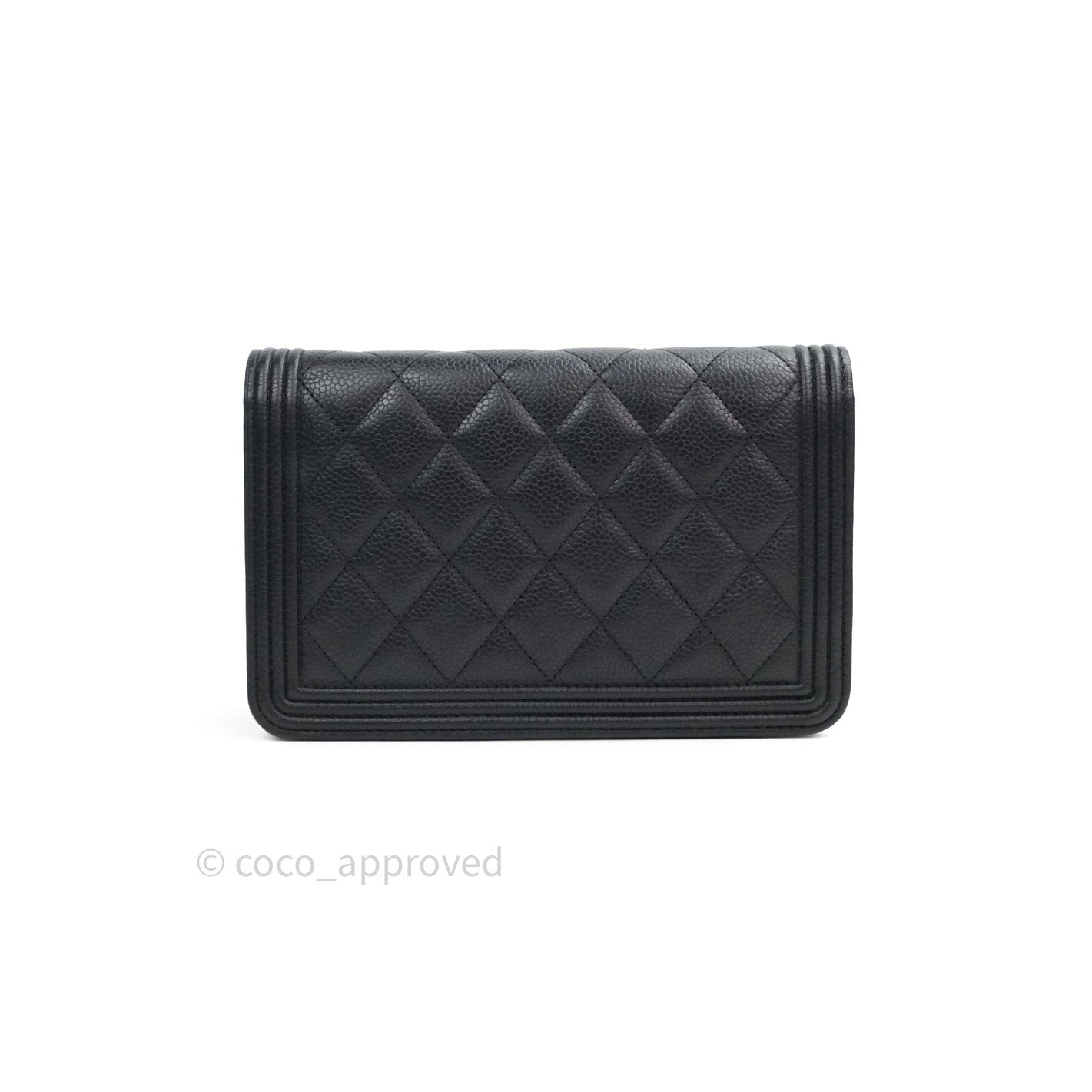 Chanel Quilted Boy Wallet on Chain WOC Black Caviar Gold Hardware