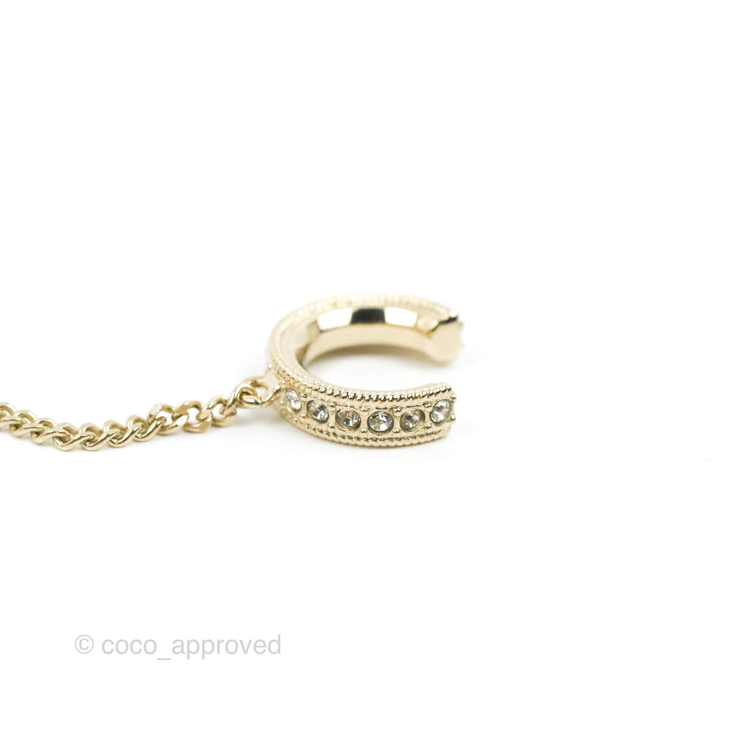 Chanel CC Crystal Earring with Ear Cuff Gold Tone 21V