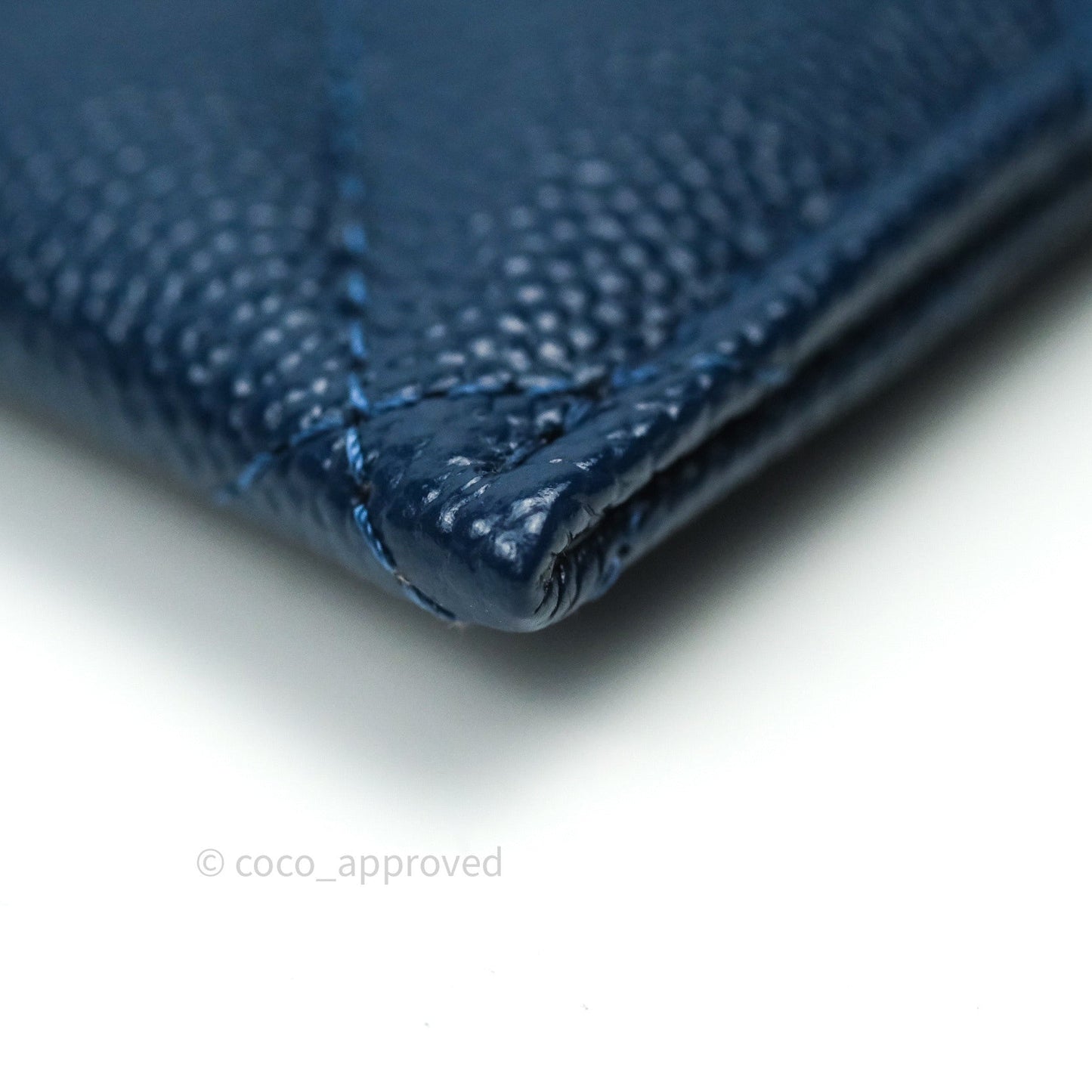 Chanel Quilted Classic Navy Caviar Gold Hardware Flat Card Holder