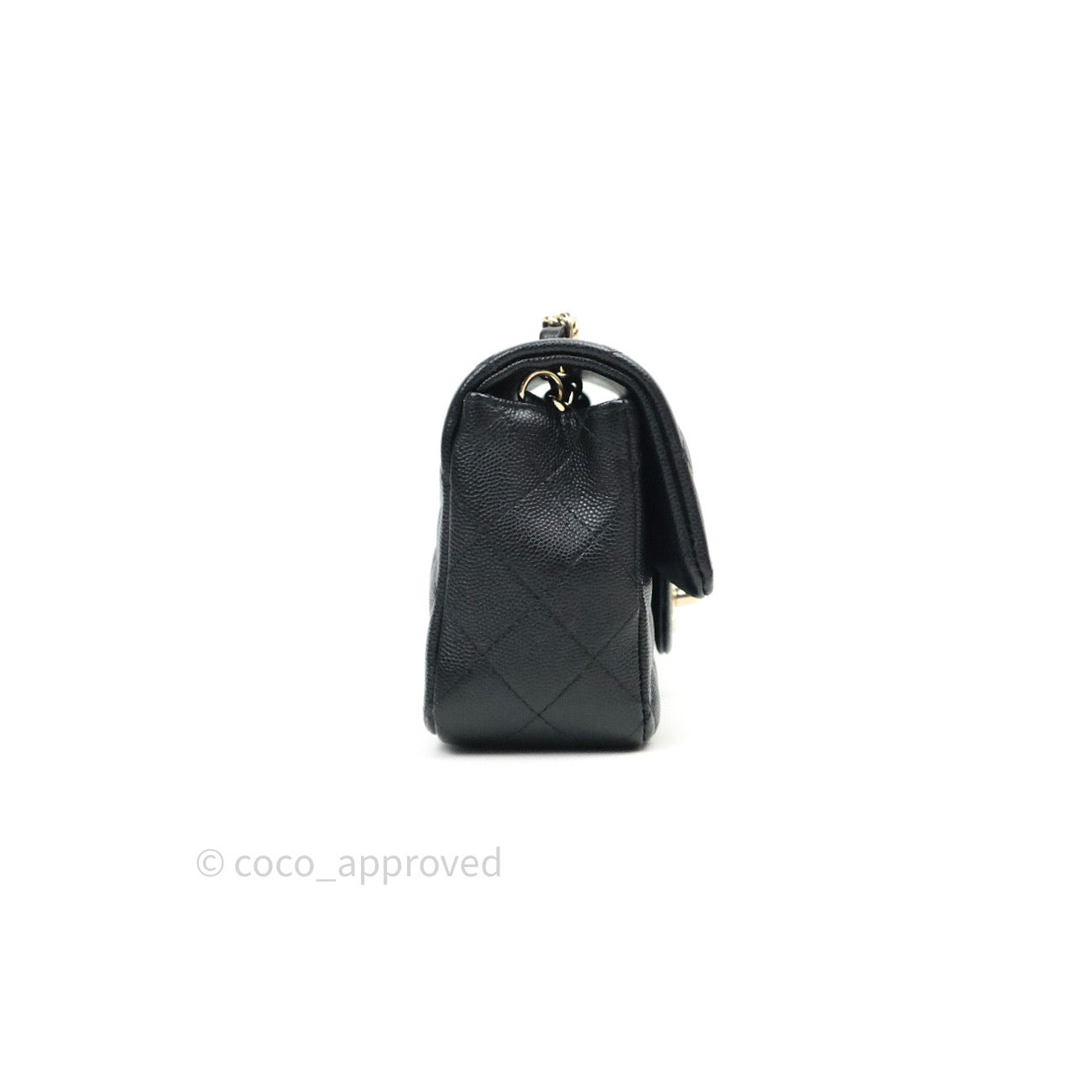 Chanel Quilted Mini Rectangular Black Caviar Gold Hardware 18B