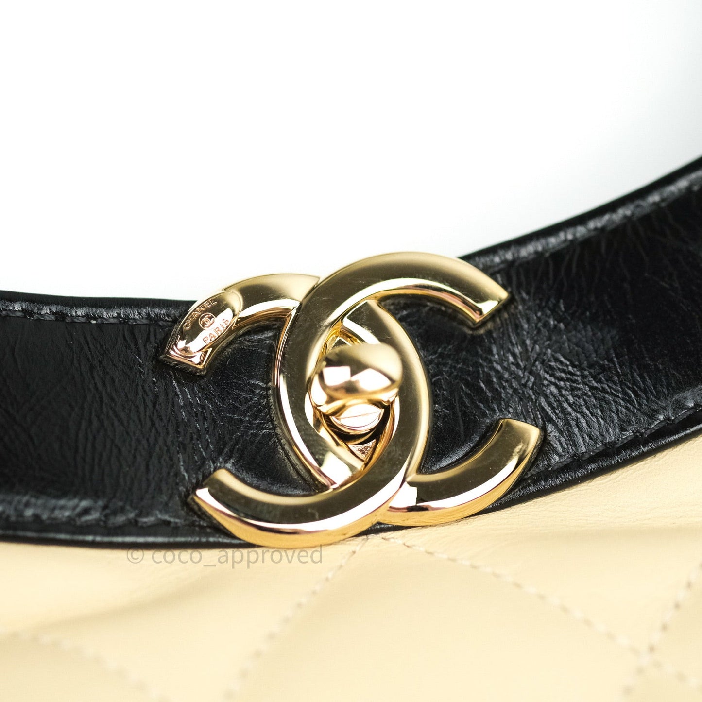 Chanel Aged Calfskin Quilted Large 31 Shopping Bag Beige Black