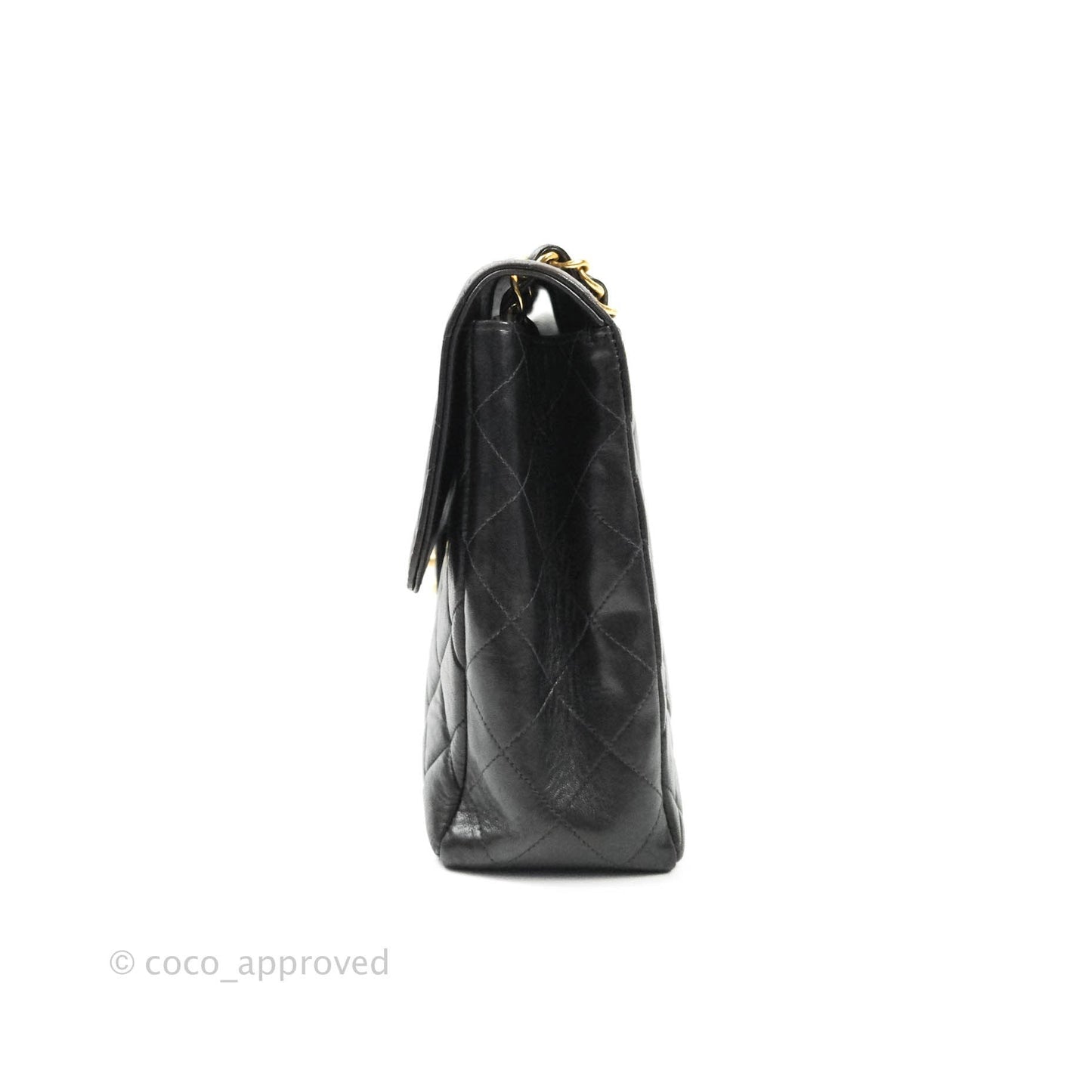 Chanel Vintage XL Jumbo Single Flap Black Lambskin 24K Gold Hardware