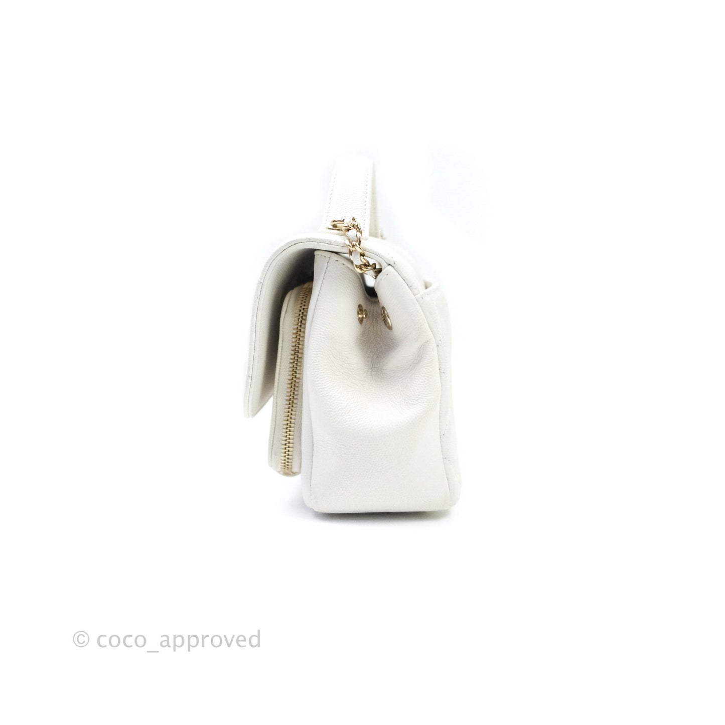 Chanel Quilted Small Business Affinity Flap White Caviar Light Gold Hardware
