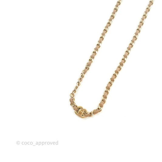 Chanel CC Turn lock Ash Brown Lambskin Matte Gold Tone Chain Choker 12P